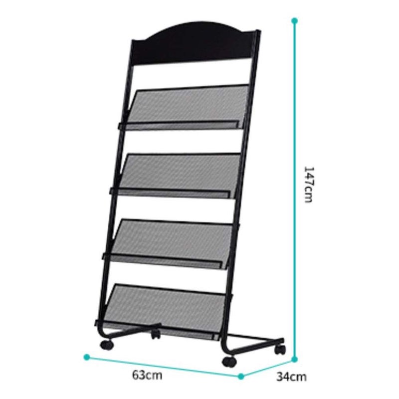 GenMo Iron Simple Floor-Standing Magazine Display Rack - Black - Image 2
